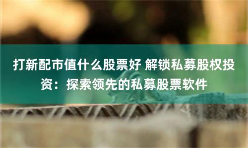 打新配市值什么股票好 解锁私募股权投资：探索领先的私募股票软件